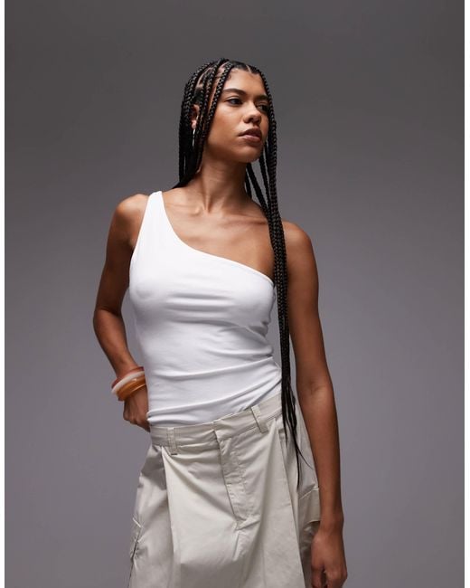 TOPSHOP Gray Premium One Shoulder Top