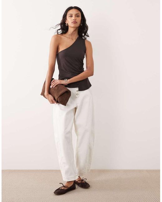 ASOS Black One Shoulder With Ruching Top