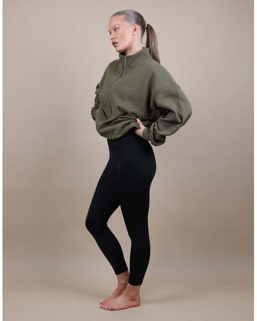 SIMMI Green Bronte Zip Through Funnel Neck Sweatshirt