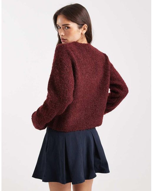 Miss Selfridge Blue Boucle V Neck Cardigan