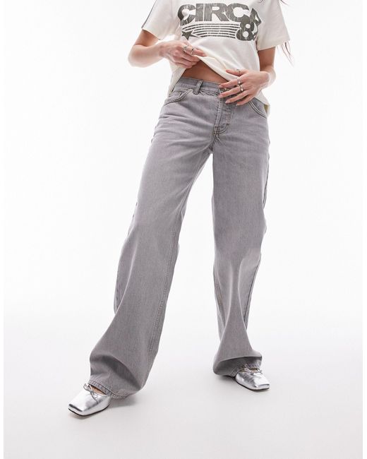 Ember - jeans a fondo ampio e vita bassa pallido di TOPSHOP in Gray