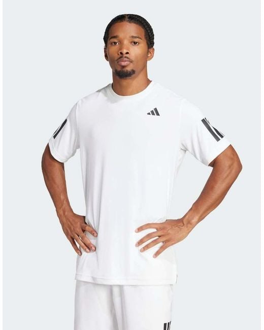 Adidas Originals White Club Tennis Climacool 3-Stripes Tee for men