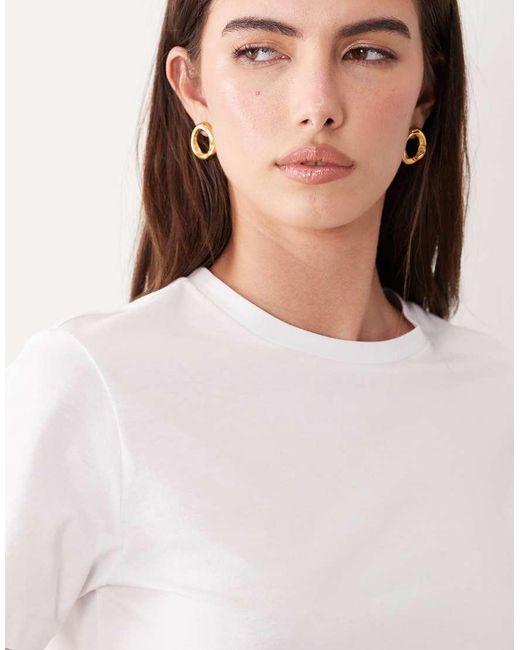 Mango White Round Neck Tshirt