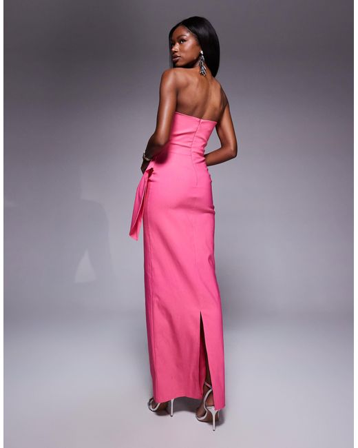 Vesper Pink – trägerloses maxikleid aus bengaline