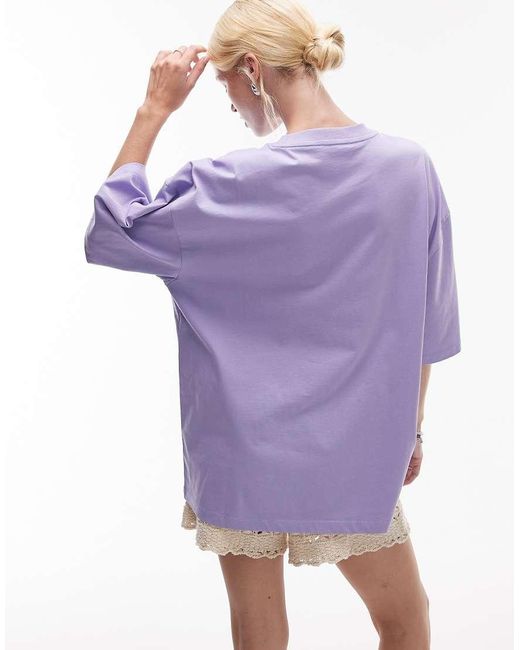 Camiseta Extragrande Con Estampado Gráfico "Copa Cobana" De Punto Liso De -Morado TOPSHOP de color Gray
