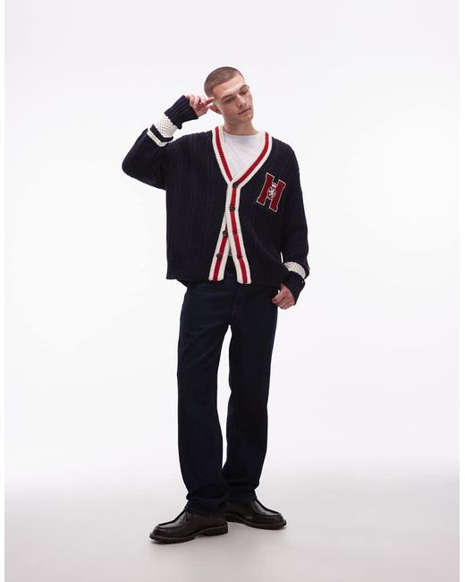 Tommy Hilfiger Blue Embroidered Logo Cardigan for men