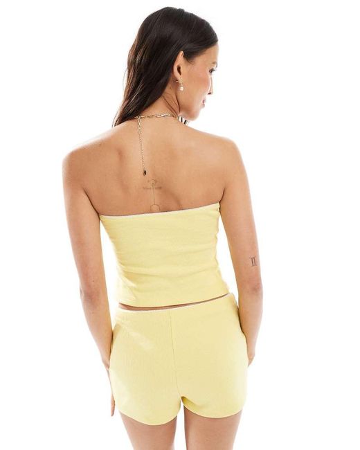 Miss Selfridge Yellow Lace Picot Trim Bandeau Summer Co Ord