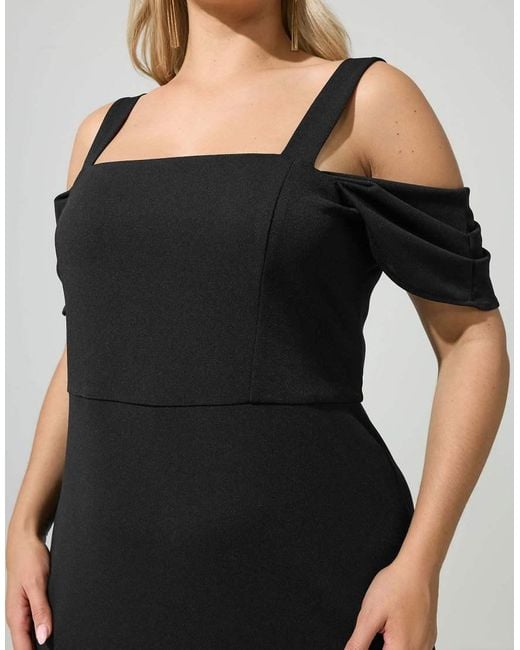 Yours Clothing Black Cold Shoulder Maxi Dress