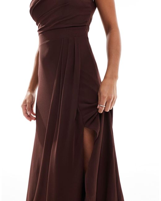 TFNC London Brown Bridesmaid Chiffon Maxi Dress With Wrap Skirt