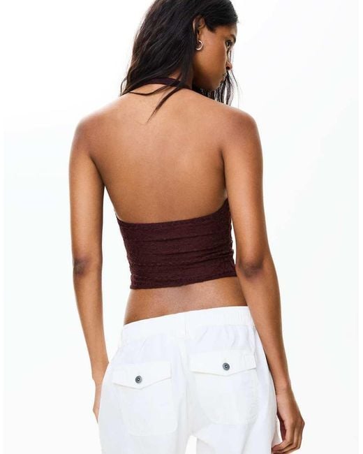 Bershka Black Lace Corset Halter Top