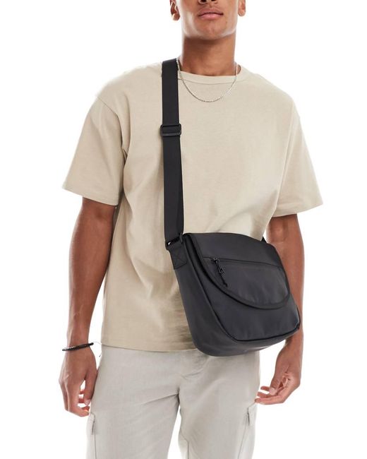 ASOS Black Nylon Fold Over Crossbody Bag for men