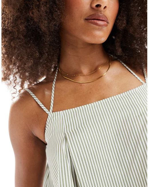 ASOS Volumineuze Gestreepte Cami Met Strikdetail in het White