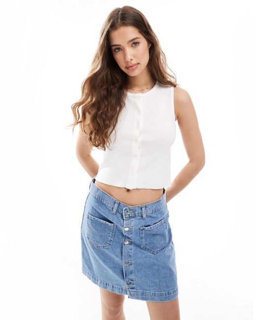 Pull&Bear Blue – durchgeknöpftes trägertop
