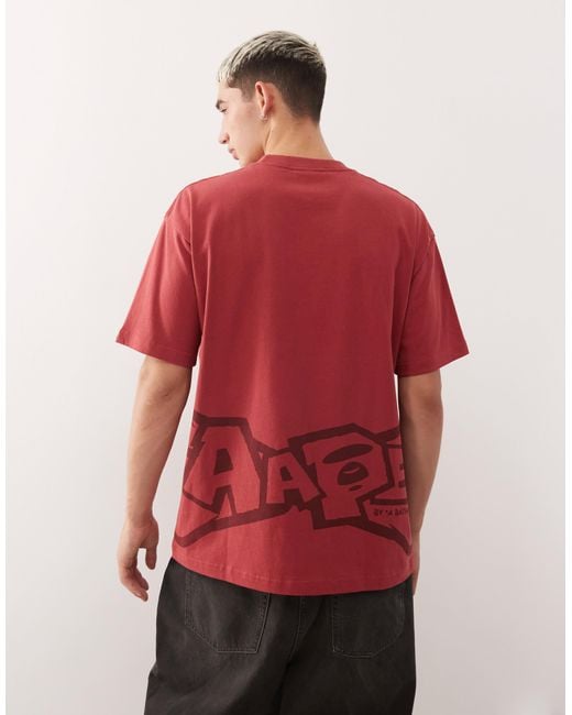 Aape By A Bathing Ape Red Aape By A Bathing Ape Boxy T-shirt for men