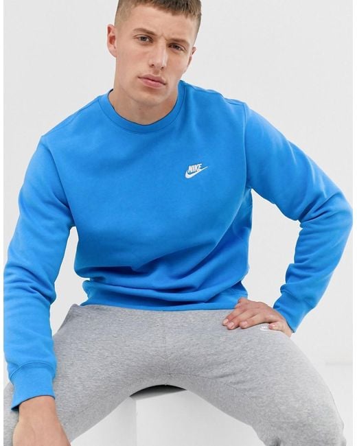 Nike Club Fleece Crew Neck Sweatshirt In Blue for Men | Lyst Canada