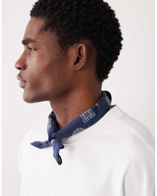 ASOS Blue Paisley Cotton Bandana for men