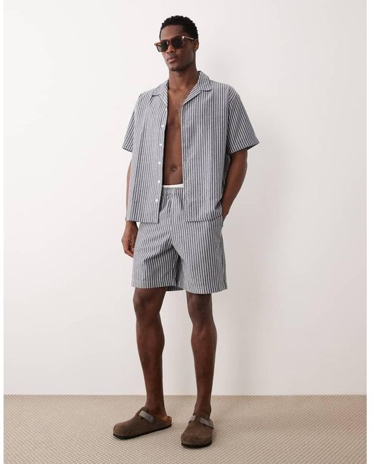JJ Rebel Gray Co Ord Seersucker Shirt for men