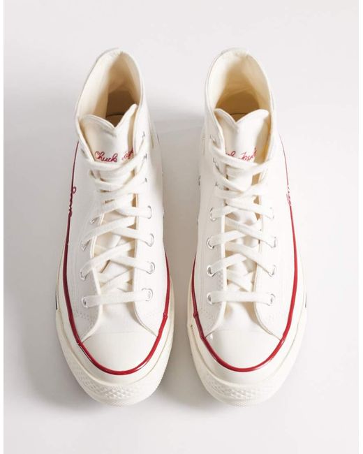 Converse Natural Chuck 70 Hi Trainers With Love Detail