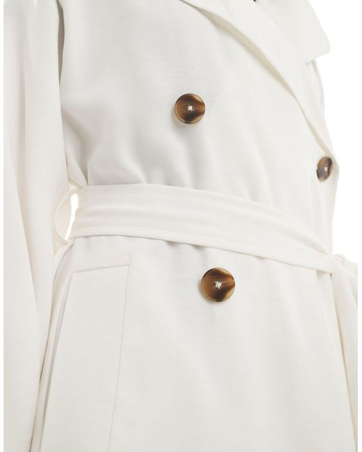 Trench-coat mi-long doux - écru ASOS en coloris White