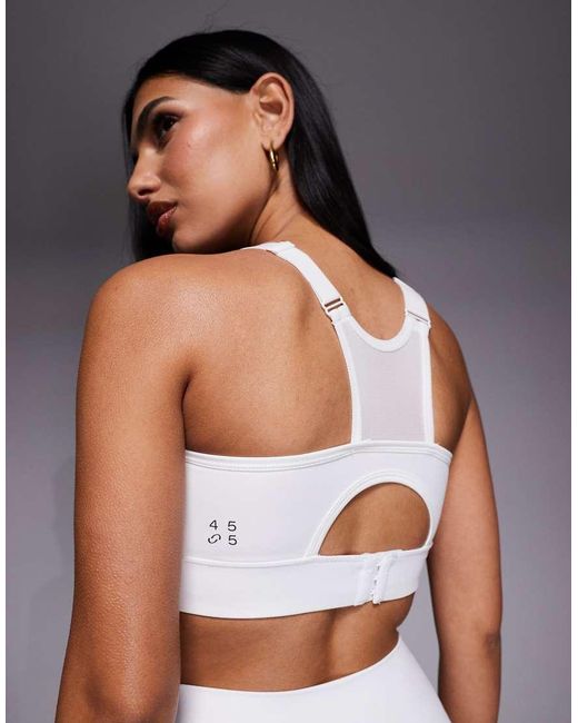 4505 Gray High Support Sports Bra With Adjustable Straps And Removeable Padding
