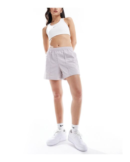 Nike White Essentials Mid Rise Fleece Shorts