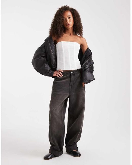 Edikted White Sheer Mesh Corset Top