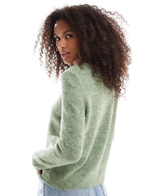 ONLY Green Pointelle Detail Jumper