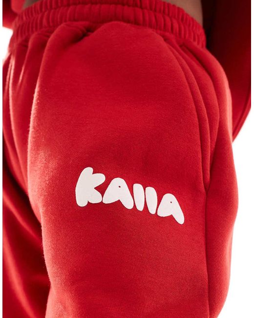 Kaiia Red Wide Leg joggers Co-ord