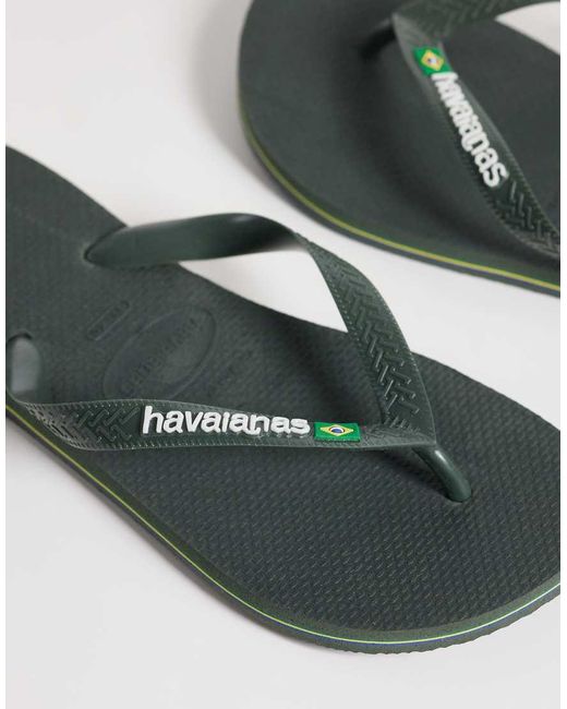 Havaianas Green Brazil Logo Flip Flops