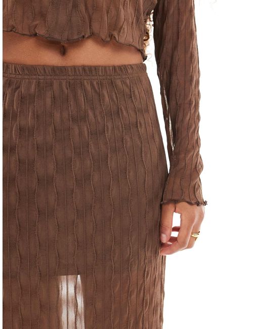 ONLY Brown Textured Sheer Maxi Skirt Co-ord