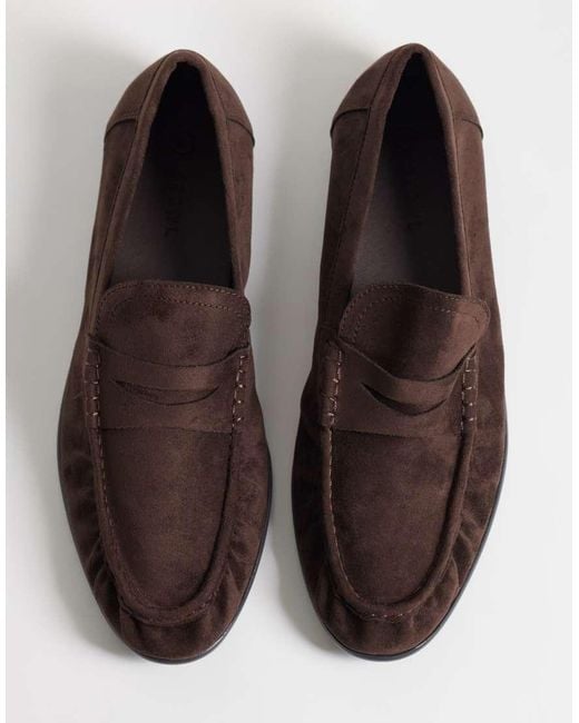 SEQWL Brown Dash Faux-suede Refined Ruched Loafers for men