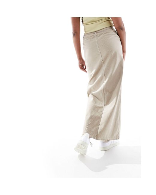 Jupe fendue longue à taille haute et fines rayures - beige Jdy en coloris White