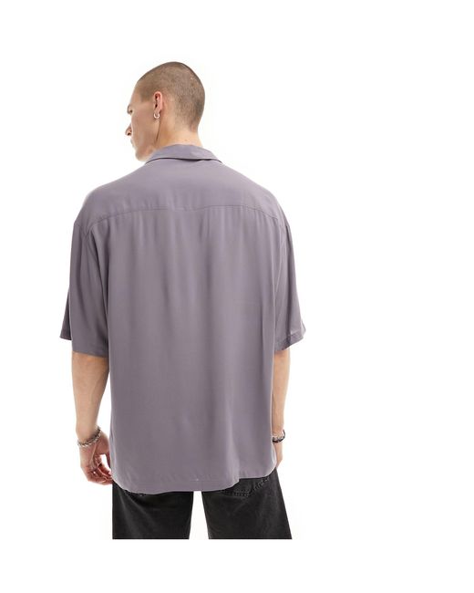 Chemise oversize style années 90 en viscose avec col à revers - ardoise ASOS pour homme en coloris White