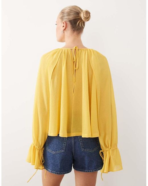 ASOS Yellow Cape Detail Chiffon Blouse