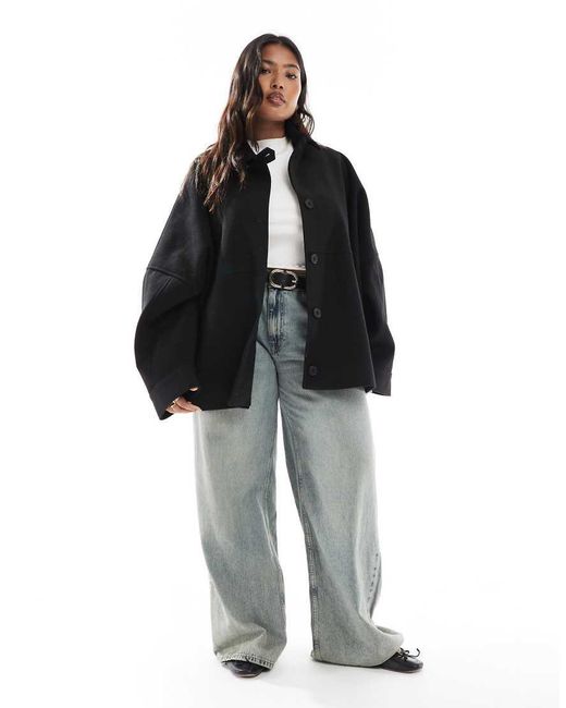 ASOS Black Asos Design Curve Slouchy Formal Harrington Jacket