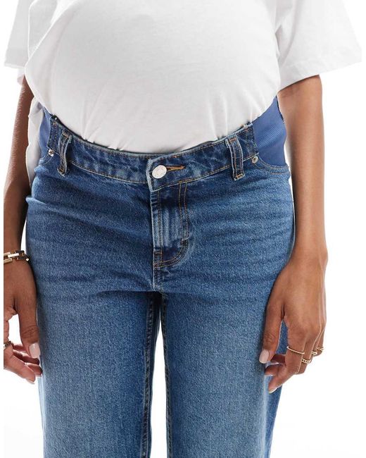 ASOS Blue Asos Design Maternity Comfort Stretch Straight Leg Jeans