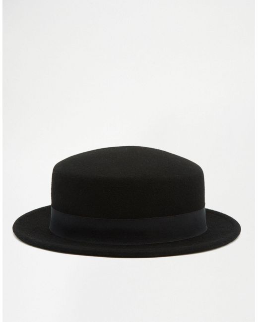ASOS Wool Flat Top Hat With Narrow Brim 