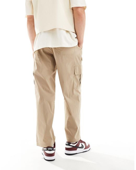 SELECTED White Wide Barrel Fit Cargo Trouser for men