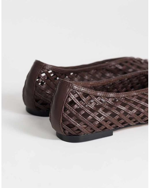 TOPSHOP Brown Luna Woven Ballet Flat