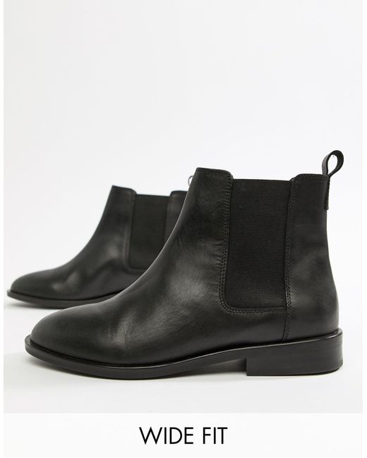 wide fit black leather chelsea boots