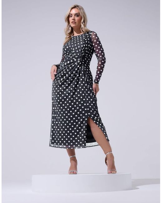 Yours Clothing Blue Polka Dot Maxi Dress