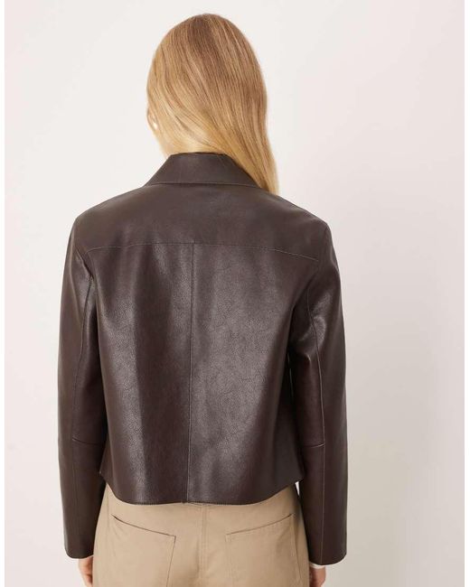 Mango Natural Faux Leather Short Jacket