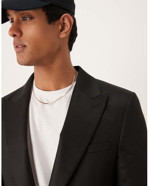 ASOS Black Slim Linen Blend Suit Jacket for men
