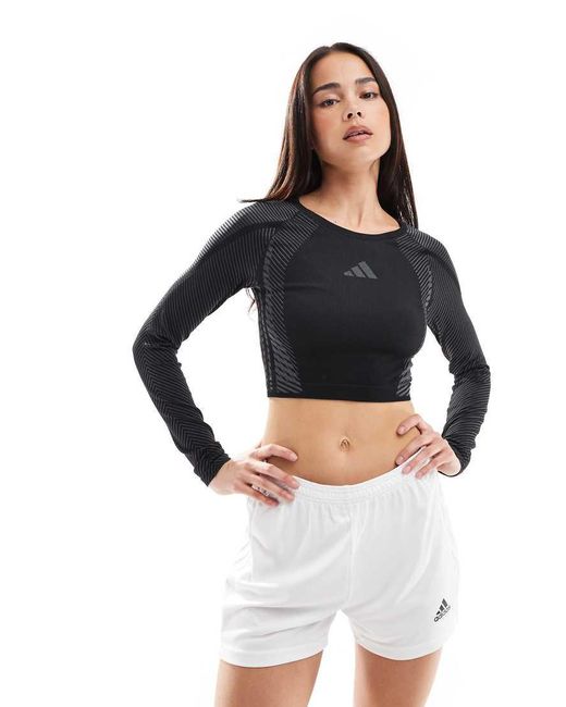 Adidas Originals Black Adidas Training Seamless Long Sleeve Top