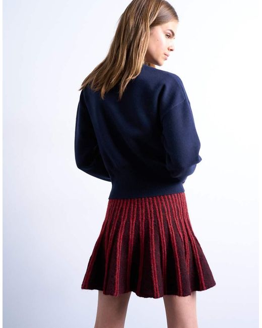TOPSHOP Gebreide Geribbelde Mini Rok in het Blue