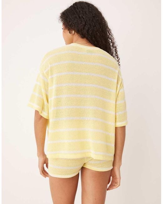 Camiseta Amarilla A Rayas Blancas Extragrande De Punto De (Parte De Un Conjunto) ASOS de color Yellow