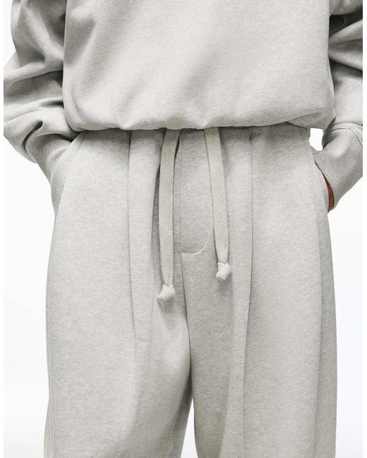 Bershka Gray Bonded Pleated Volume jogger Trousers for men