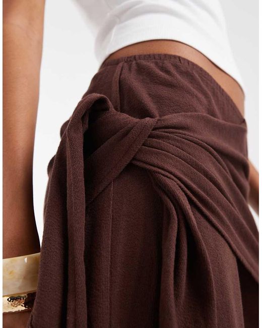 ASOS Brown Textured Sarong Detail Trouser Co-Ord