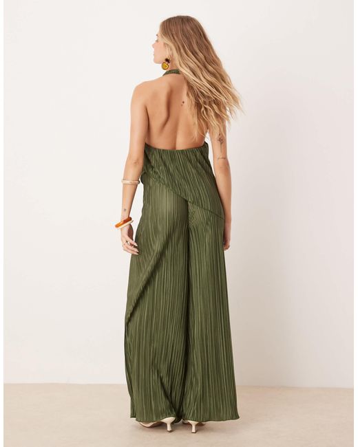 ASOS Green – plissierter neckholder-jumpsuit