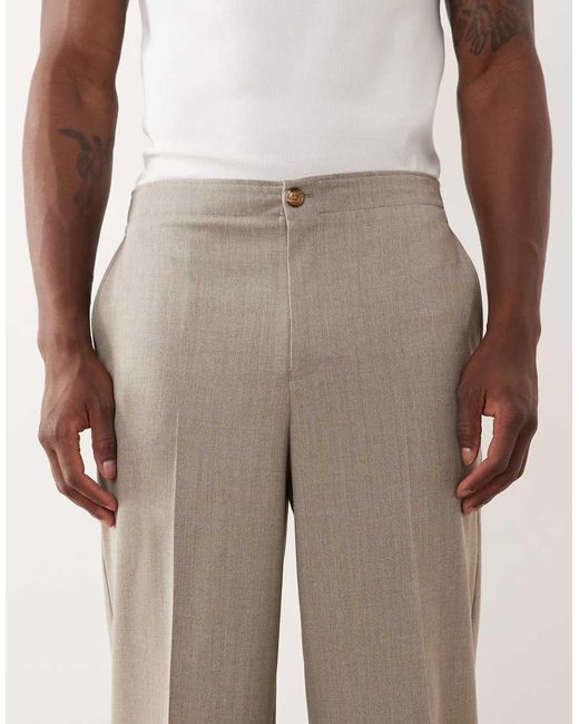 ASOS Natural Oversized Tapered Suit Pants for men